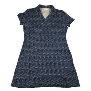 Express Tricot Vintage Knit Dress Size L Blue Heathered Short Sleeve